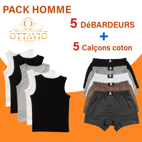 Pack : 5 Débardeurs + 5 Caleçons100% Coton